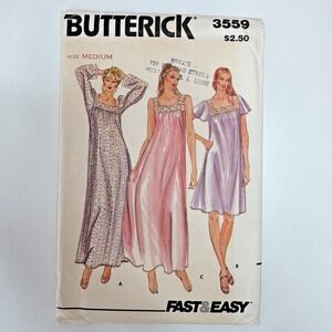 BUTTERICK 3559 Uncut Sewing Womens Nightgown Vintage 1980's MED 12-14 Fast Easy